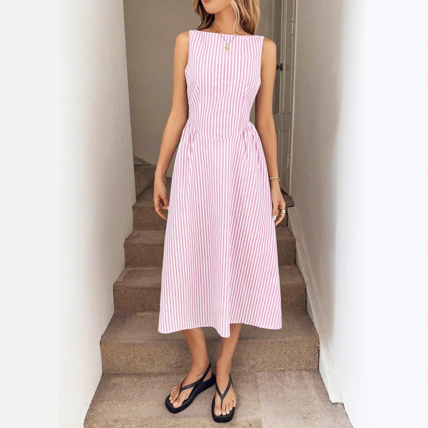 Casual Sleeveless Pocket Dress