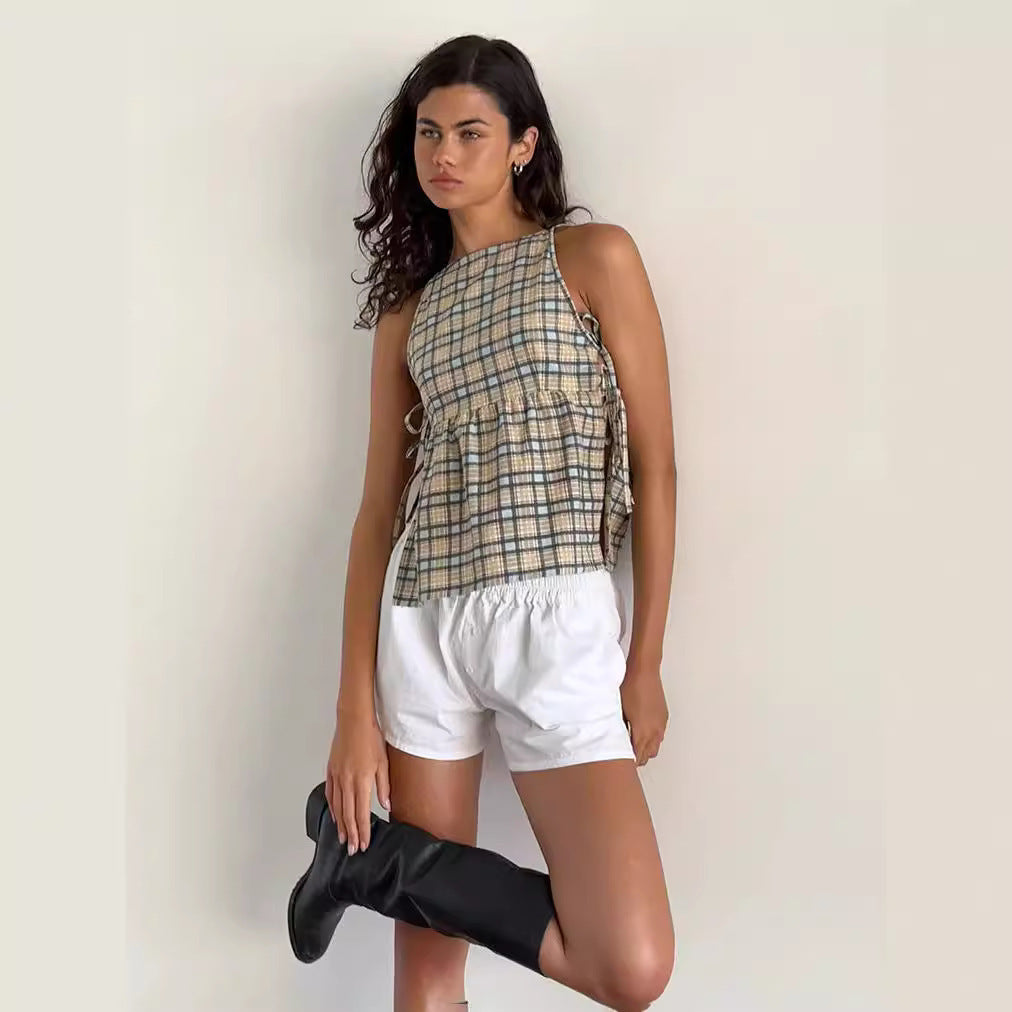 Strap Strap Sexy Checkered Top