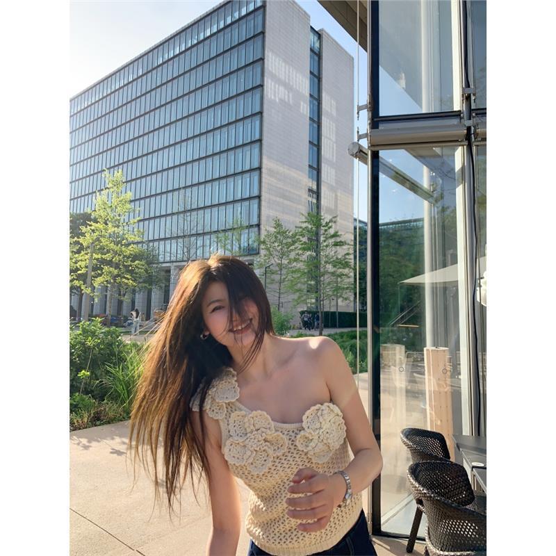 Three-dimensional Flower Shoulder Hook Flower Hollow Knitted All-matching Sling