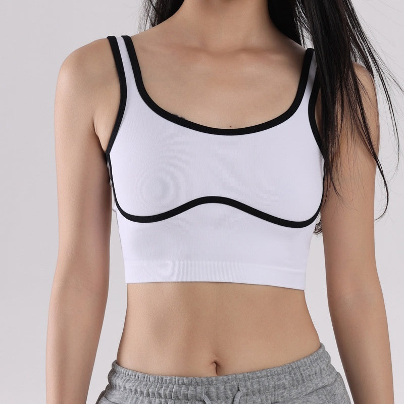 Contrast Color Wireless Beauty Back Exercise Vest Female Shockproof Push-up Yoga