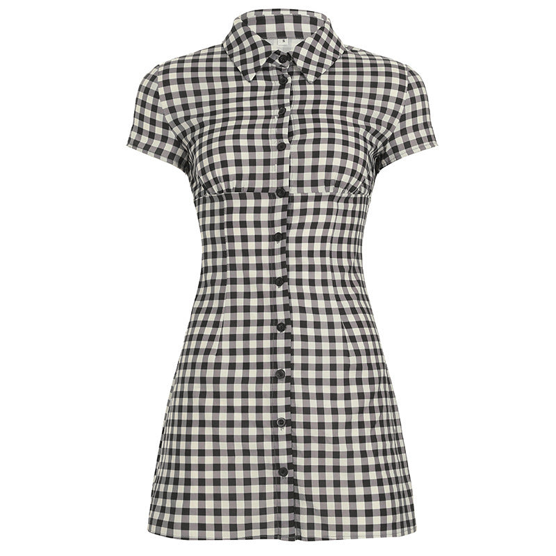 Female Graceful And Fashionable Personality Plaid Dress