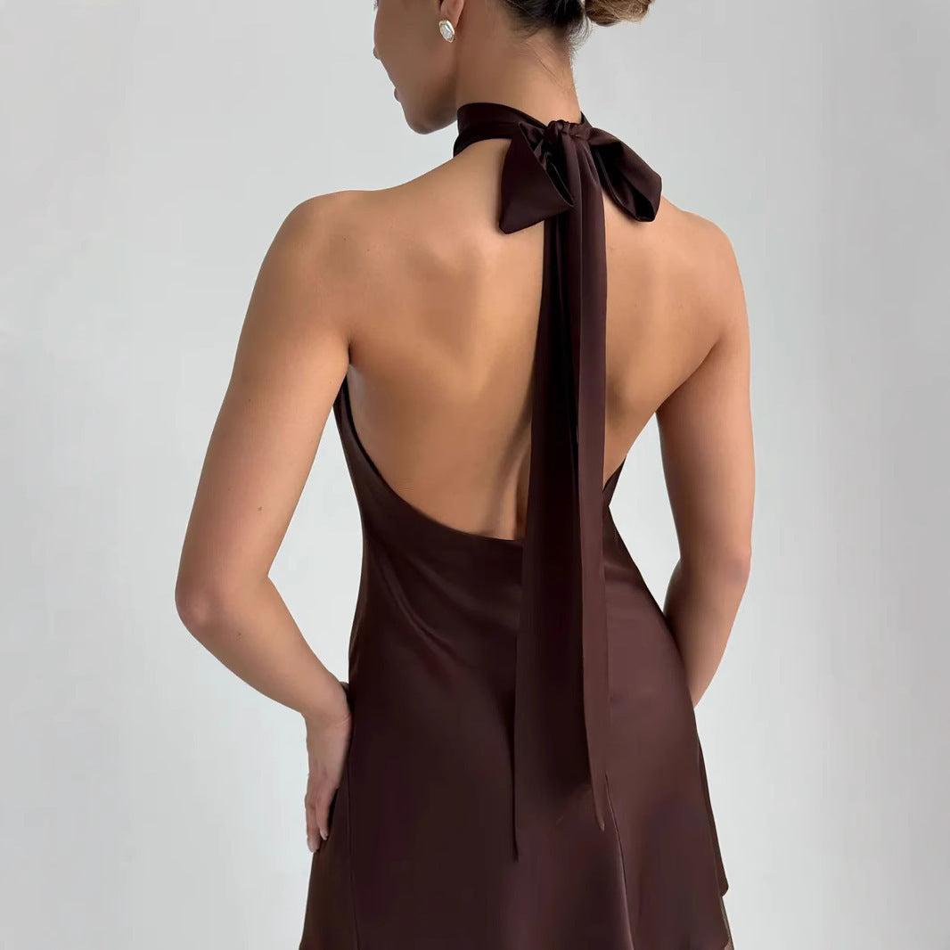 Satin Halter Mini Dress