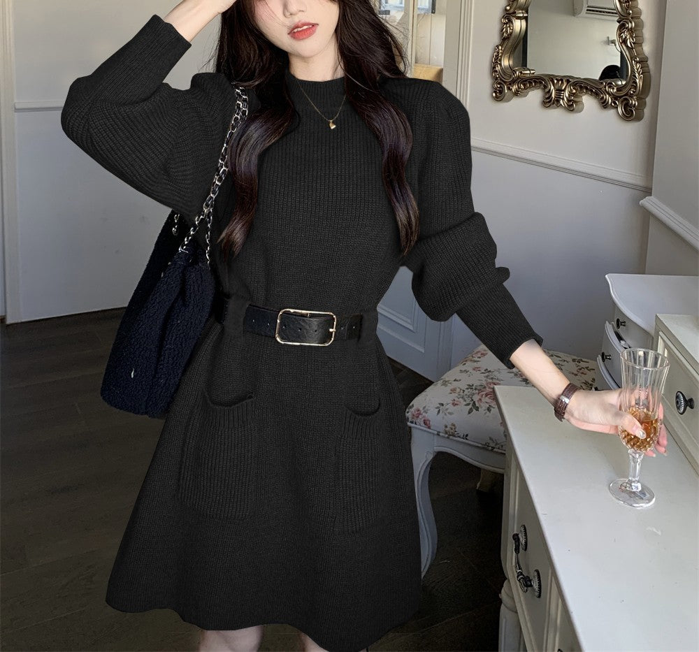 Long Sleeve Loose Knitted Base Dress Women