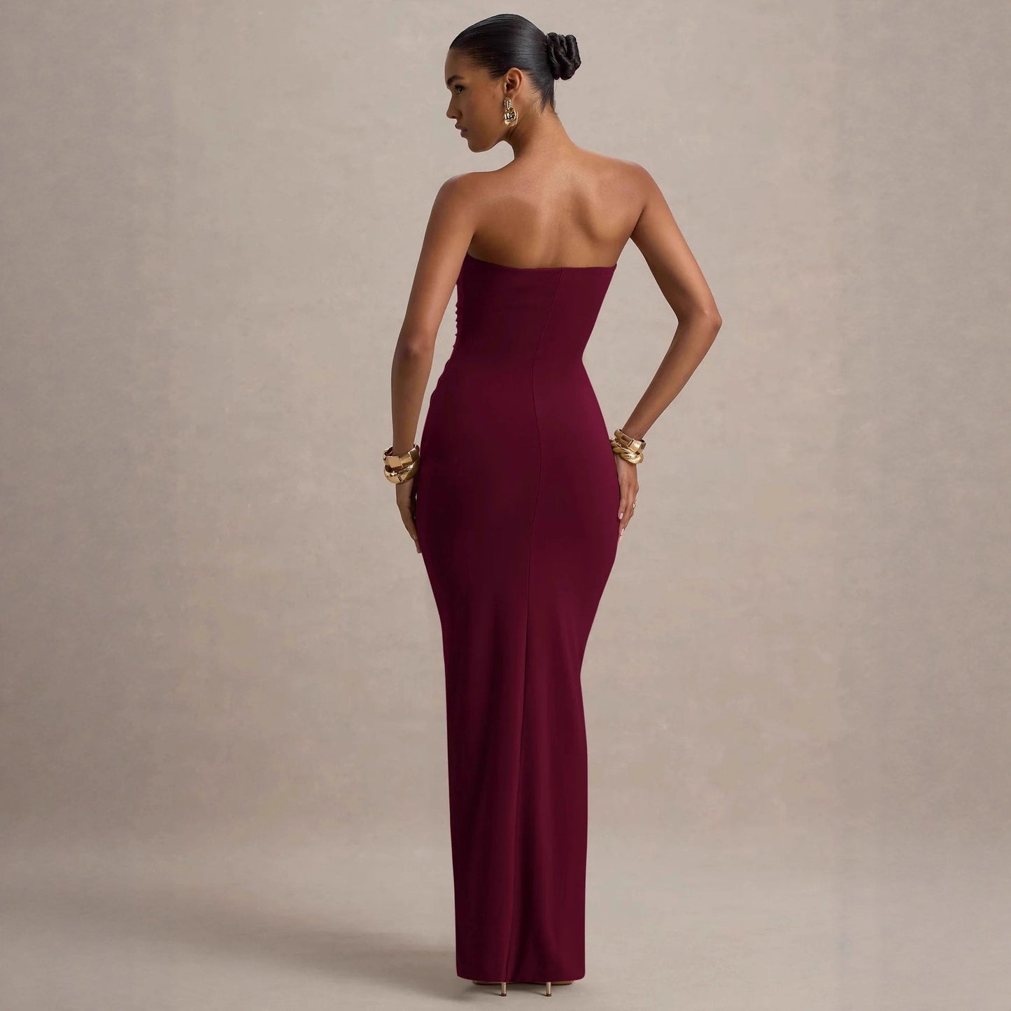 Sexy Bandeau Slim Fit Pleated Sheath Dress