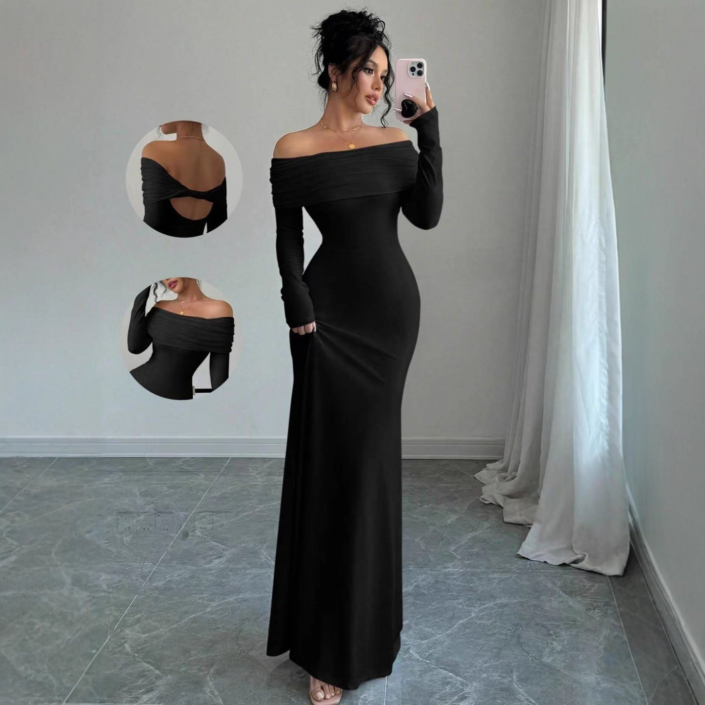 Women's  Off-shoulder Fashion Slim Temperament Sexy Sheath Dress