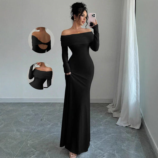 Women's  Off-shoulder Fashion Slim Temperament Sexy Sheath Dress