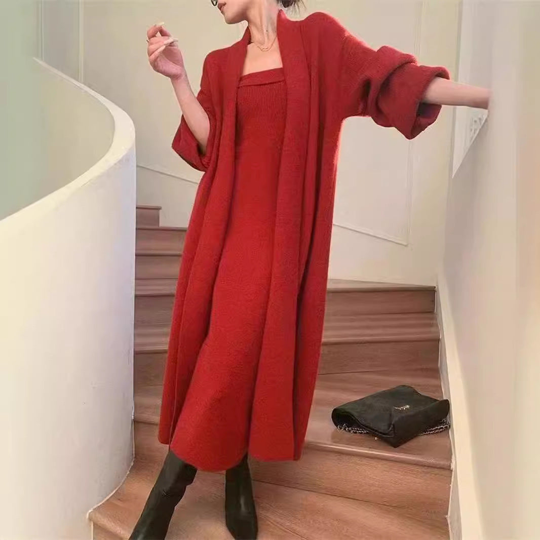 Knitted Cardigan Dress Sweater