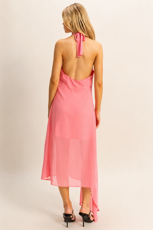 melon pink hem dress
