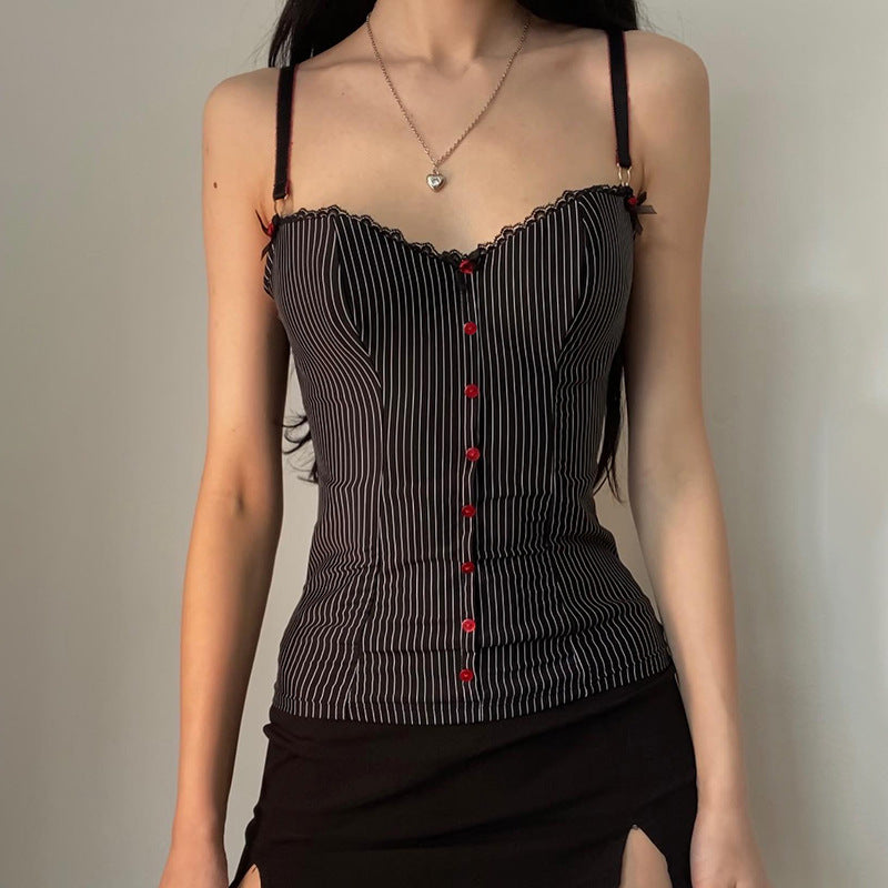 Vintage Stripe Waist Slimming Sexy Suspenders Chest