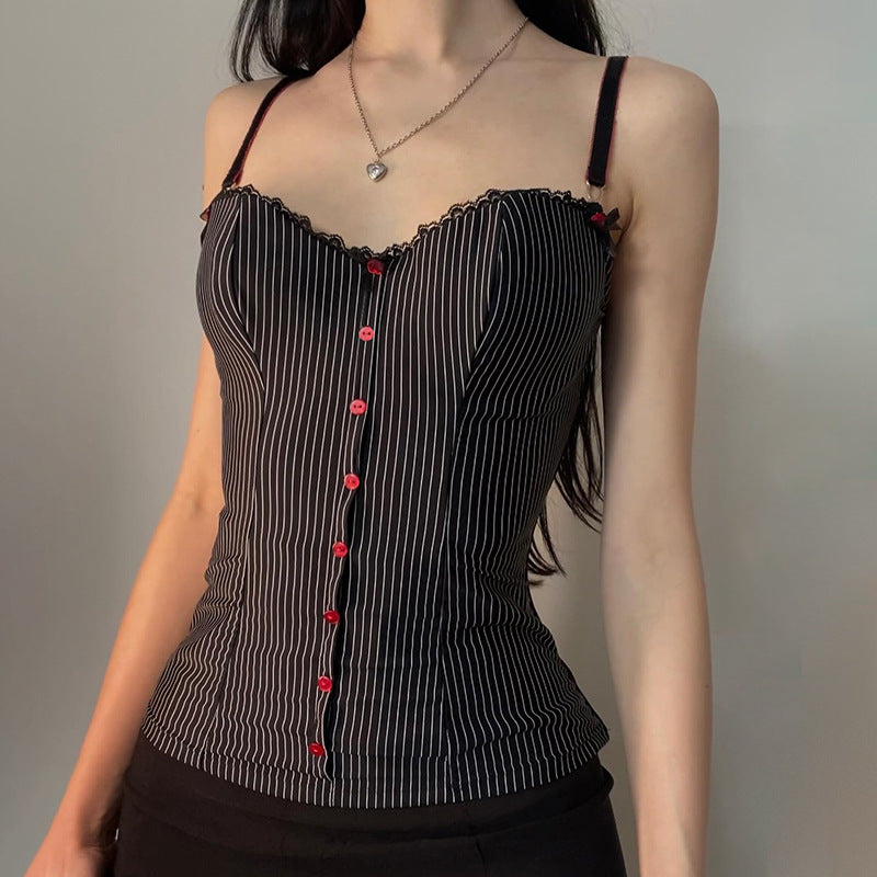 Vintage Stripe Waist Slimming Sexy Suspenders Chest