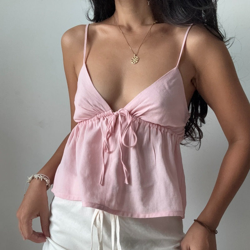 Low-cut Backless Lace-up Hot Girl Vest