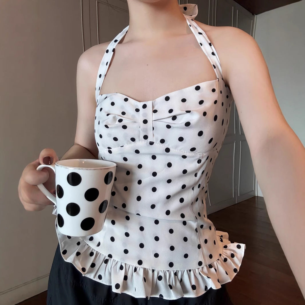 Polka Dot Halter Tube Top Vest Fashion Slim-fit Camisole