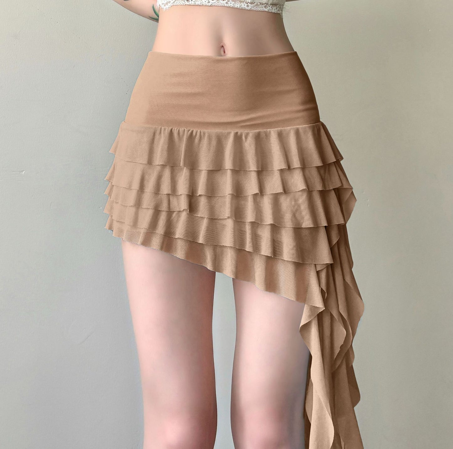 Low Waist  Ribbon Tulle Skirt