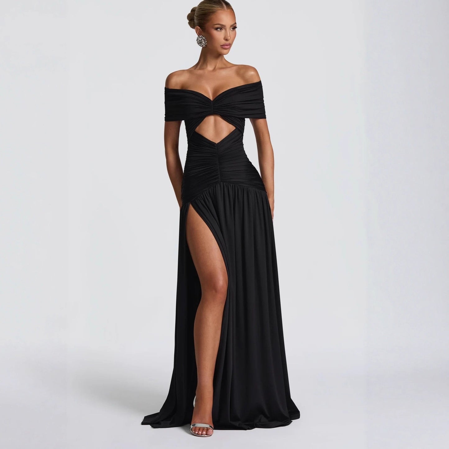 Off-shoulder maxi Capri dress