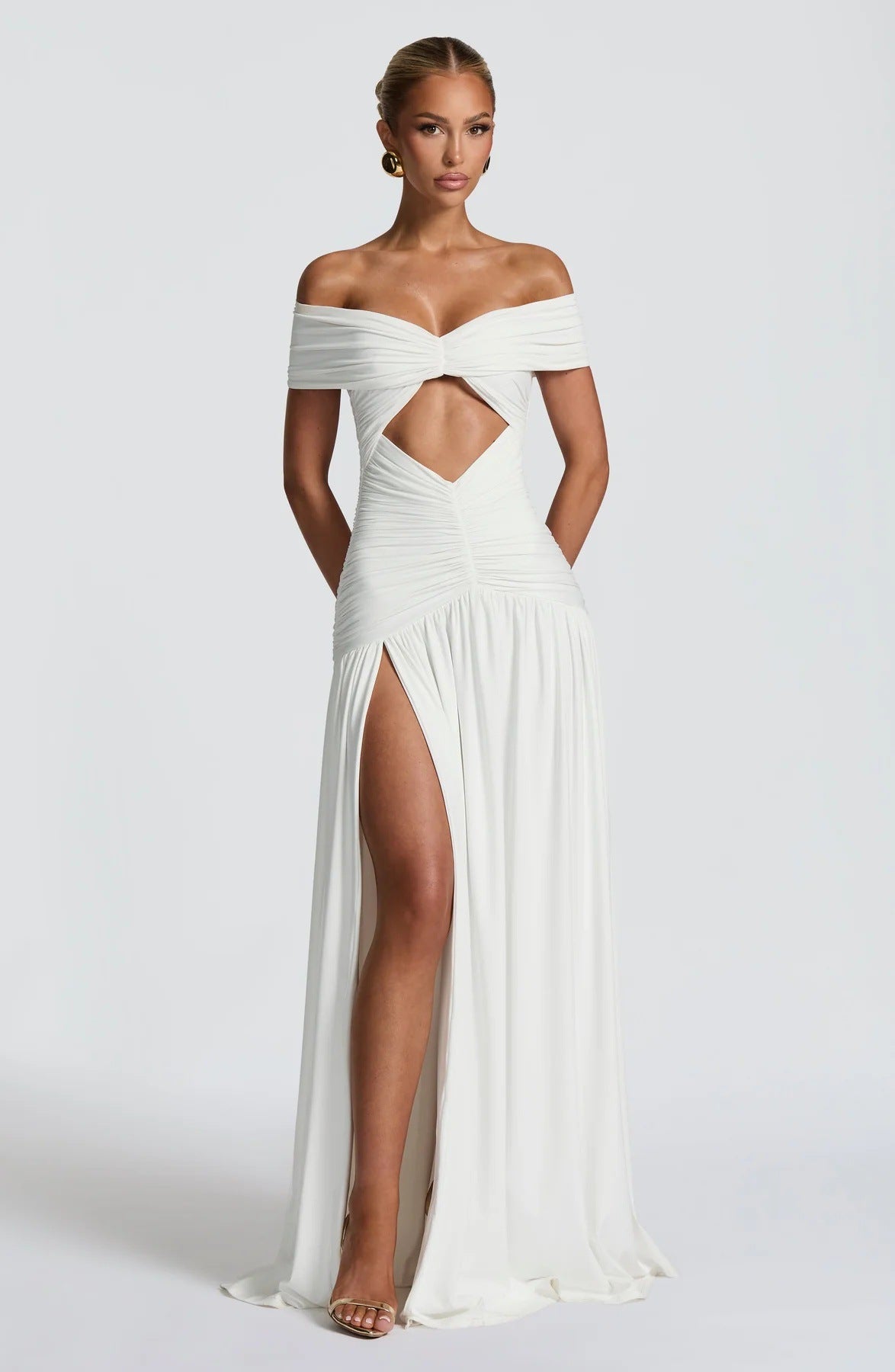 Off-shoulder maxi Capri dress
