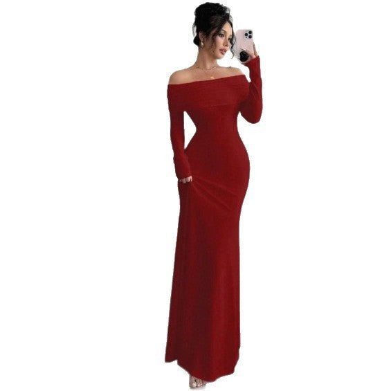 Women's  Off-shoulder Fashion Slim Temperament Sexy Sheath Dress