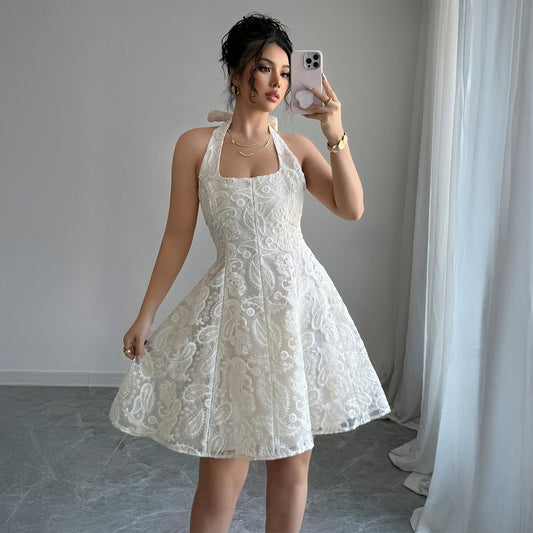 Flowered Halterneck Skirt Dress