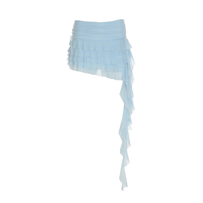 Low Waist  Ribbon Tulle Skirt