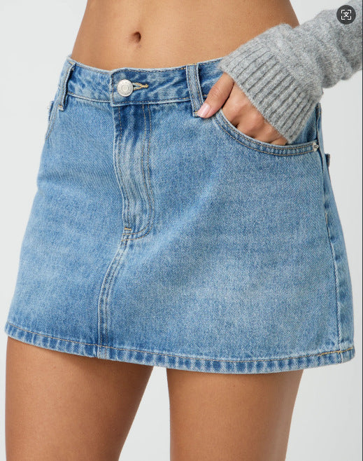 Washed Denim Skirt