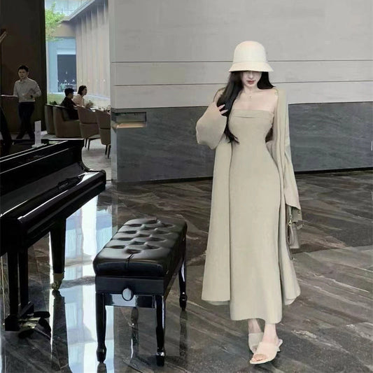 Knitted Cardigan Dress Sweater