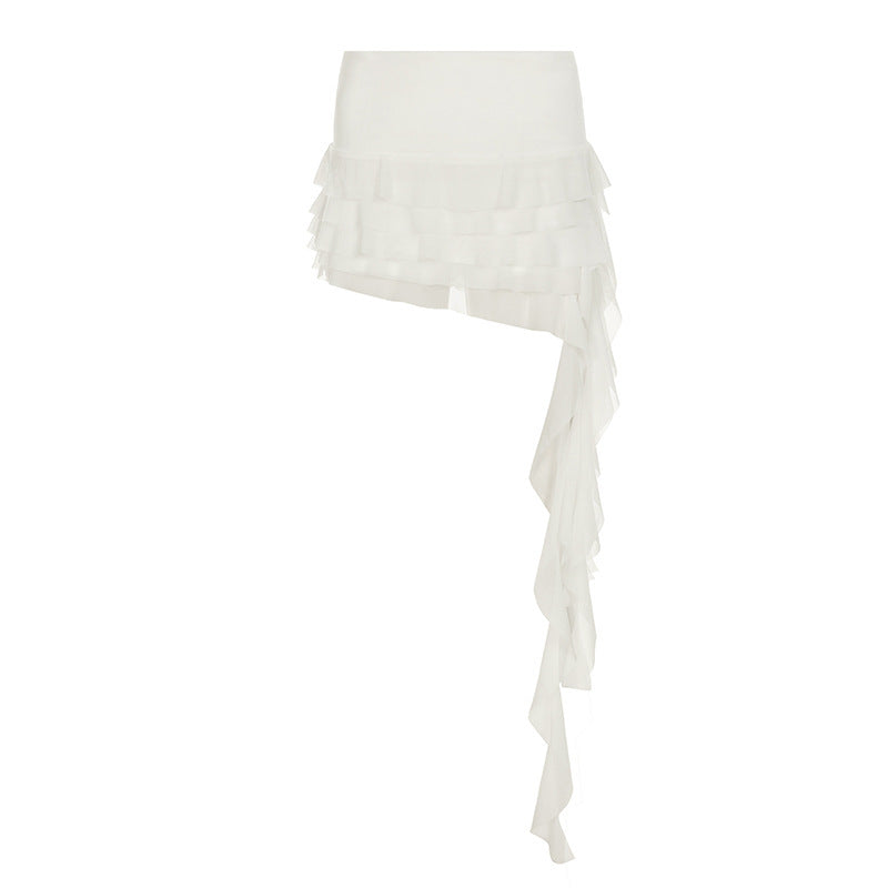 Low Waist  Ribbon Tulle Skirt