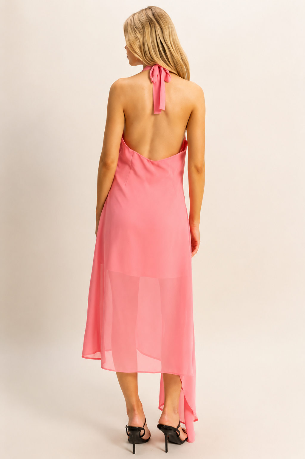 melon pink hem dress