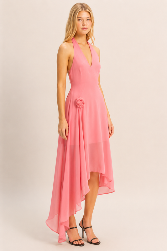 melon pink hem dress