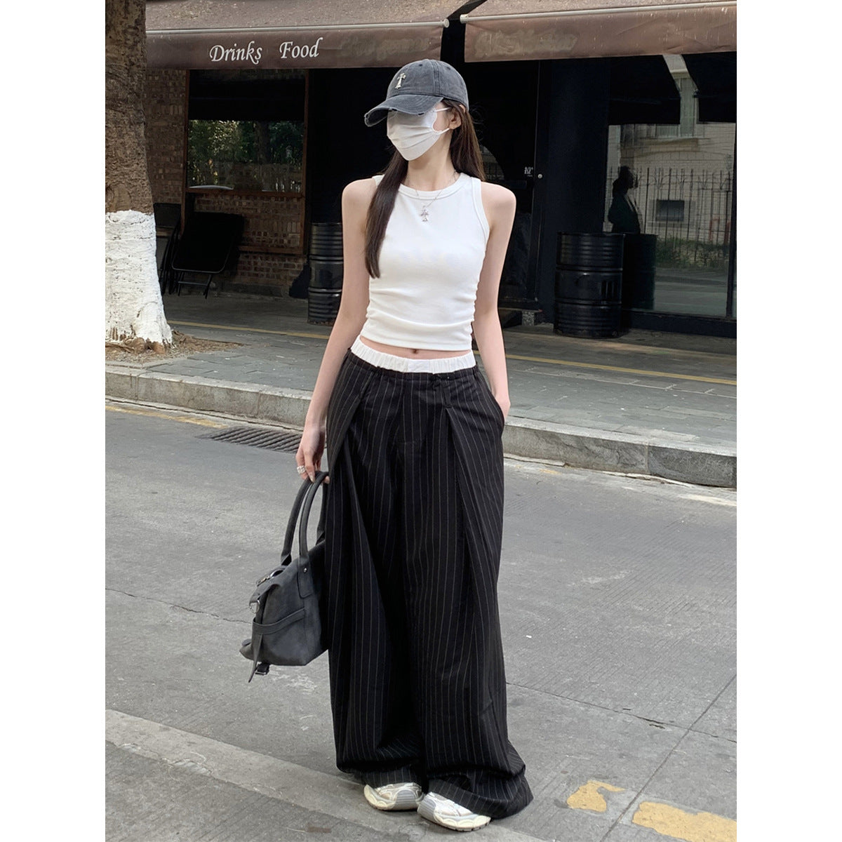 Waist Pleated I-shaped Base Ride Sleeveless Outer Wear Hot Girl Style Vest