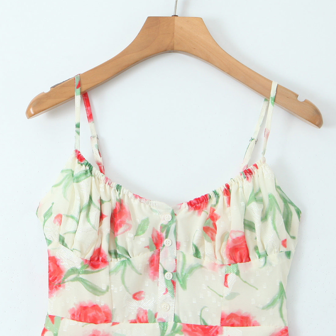 Printed Sling Slim Fit Backless Mid-length Dress