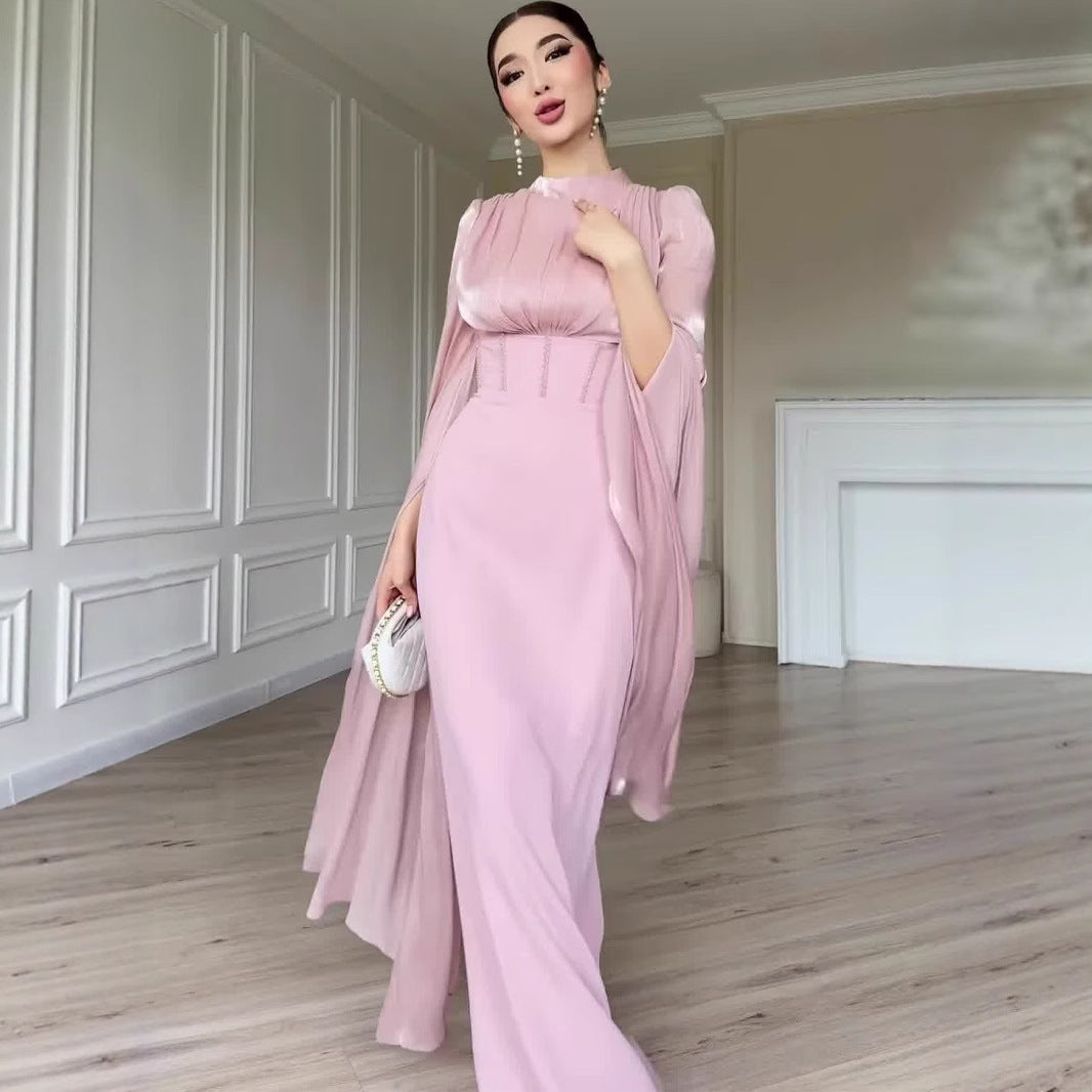 Long Sleeve Silky Maxi Dress Soft Dress