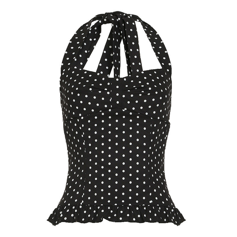 Polka Dot Halter Tube Top Vest Fashion Slim-fit Camisole